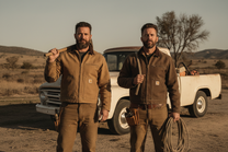 Two men wearing vintage carhartt clothing